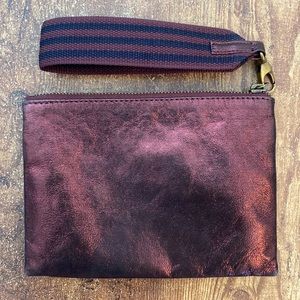 Anthropologie Jackson Metallic Leather Pouch- Plum